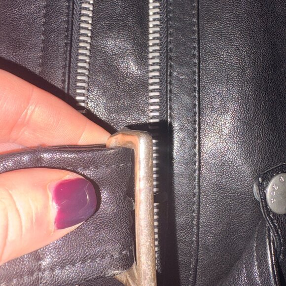 Rag & Bone Mackenzie Leather Biker Jacket Shearling Collar - Picture 11 of 13